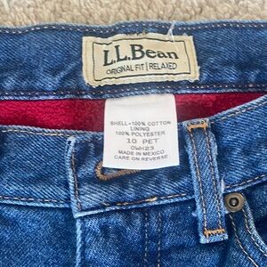 L.L. Bean Womens Lined Classic Straight Jeans in Deep Blue 10 Petite